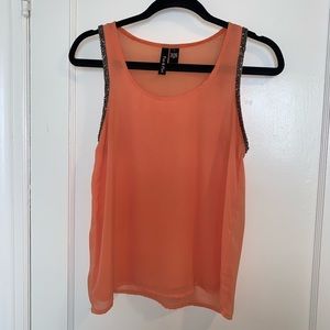 Coral tank/blouse with sequin detail